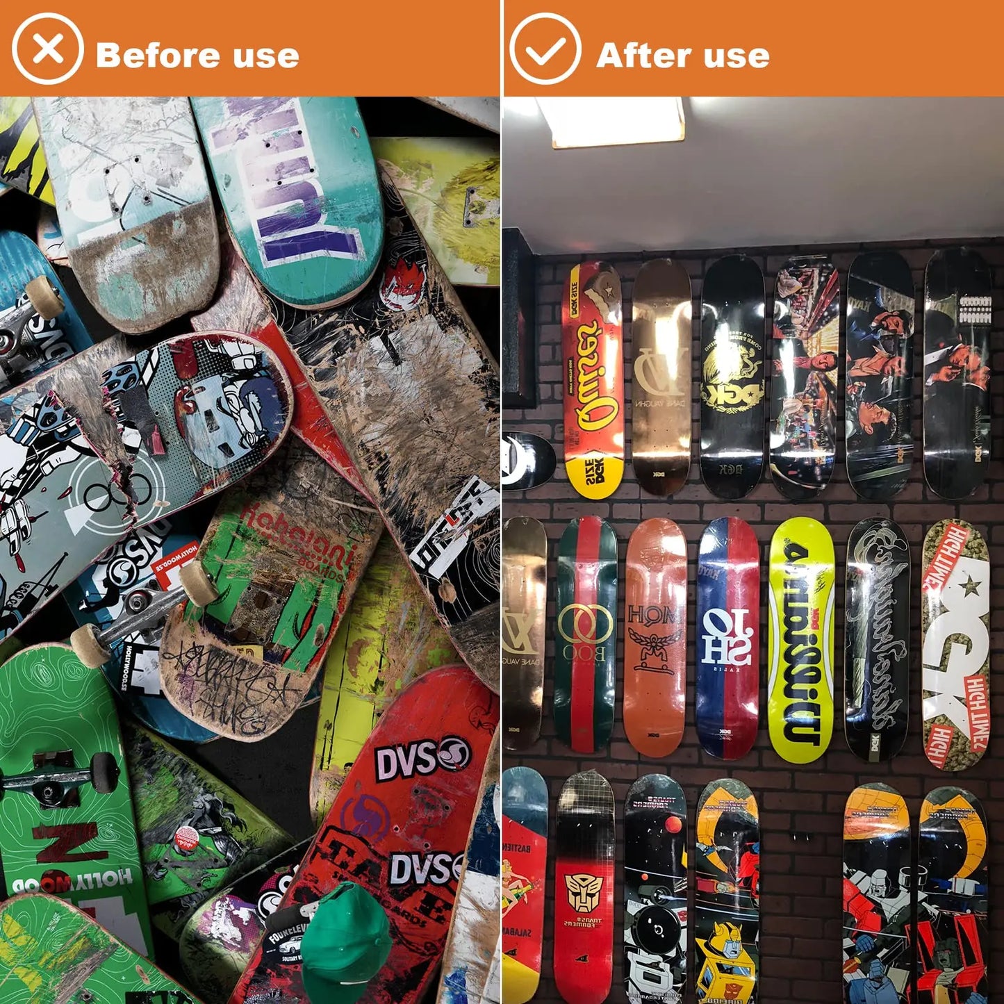 Wall Hooks for Skateboards, Longboards, Guitars, and More