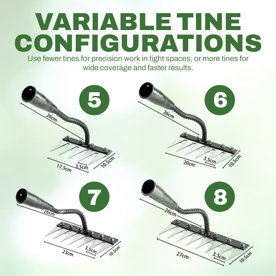 🌿Hot Sale! 🍃Multi-Tine Carbon Steel Garden Cultivator Rake – 5/6/7/8 Teeth Options Available