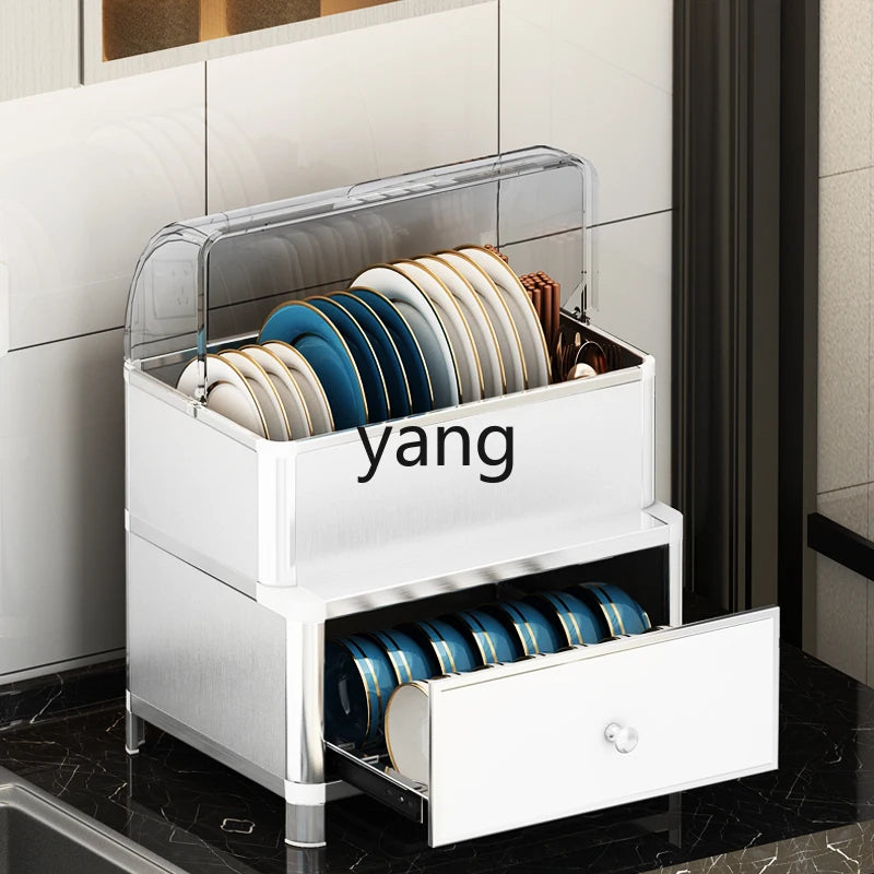 Kitchen Tabletop Dish Rack and Storage Box