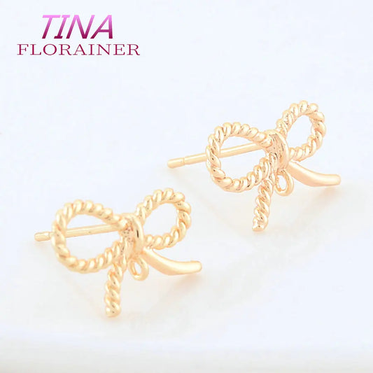 6PCS Gold Plated Bowknot Stud Earrings