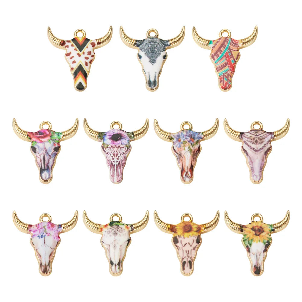 22Pcs Metal Cow Head Charms