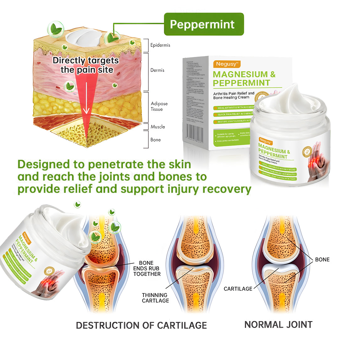 🎁NEGUSY™ Magnesium & Peppermint Arthritis & Bone Healing Cream – Fast Pain Relief & Joint Support