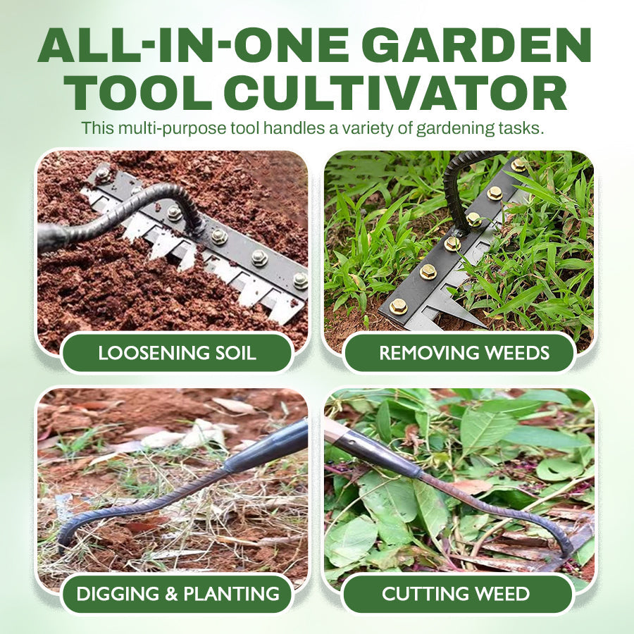 🌿Hot Sale! 🍃Multi-Tine Carbon Steel Garden Cultivator Rake – 5/6/7/8 Teeth Options Available