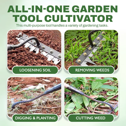 🌿Hot Sale! 🍃Multi-Tine Carbon Steel Garden Cultivator Rake – 5/6/7/8 Teeth Options Available