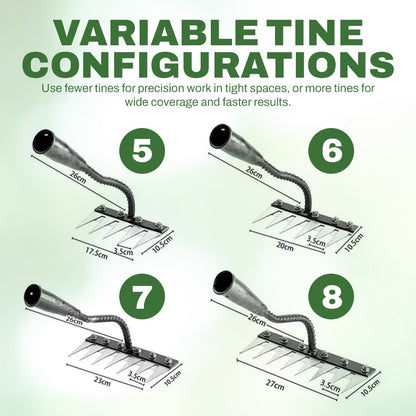 🌿Hot Sale! 🍃Multi-Tine Carbon Steel Garden Cultivator Rake – 5/6/7/8 Teeth Options Available