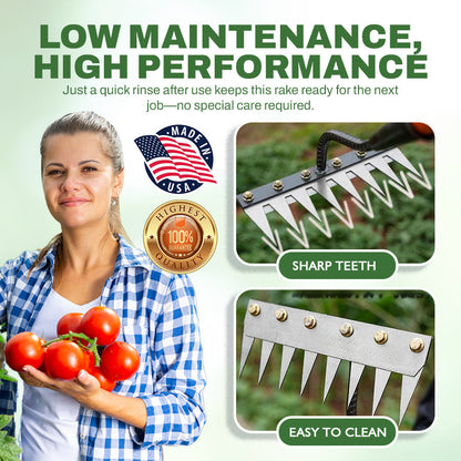 🌿Hot Sale! 🍃Multi-Tine Carbon Steel Garden Cultivator Rake – 5/6/7/8 Teeth Options Available