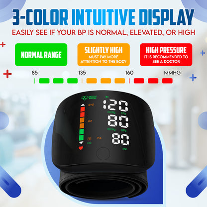 ⌚𝐀𝐮𝐭𝐨𝐦𝐚𝐭𝐢𝐜 𝐖𝐫𝐢𝐬𝐭 𝐁𝐏 Zakdavi™ - Clinically Accurate w/ Large Backlit Display, Adjustable Cuff, Voice Broadcast & Case