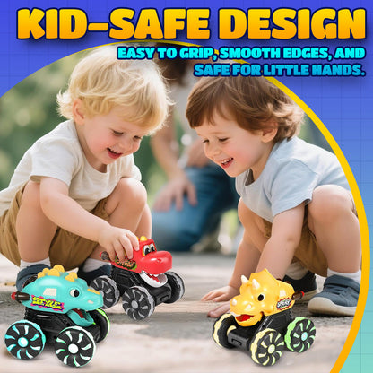 🚗 Press & Go Dino Truck Toy with Motion Activated Light for Toddlers