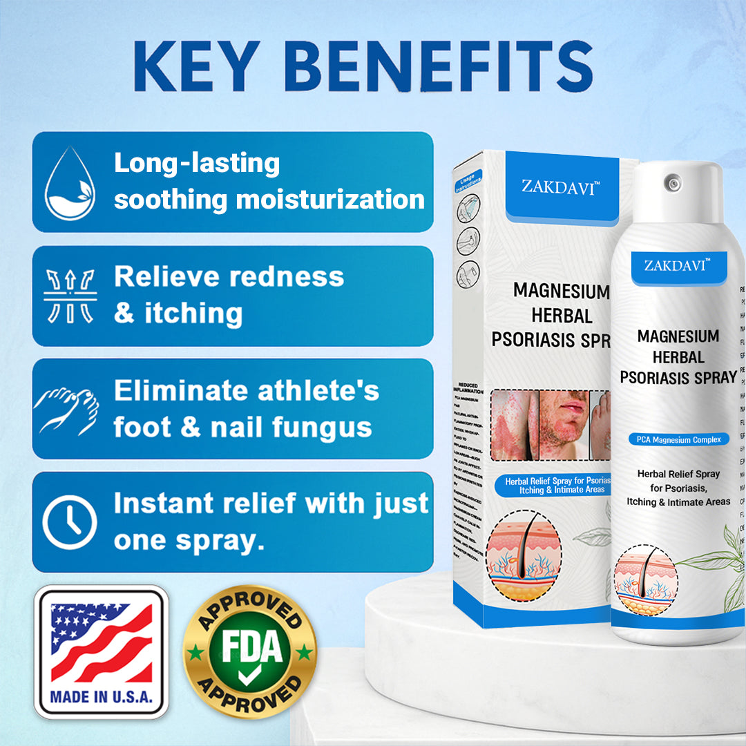 ✅Official Store:  Zakdavi™ Magnesium Herbal Psoriasis Spray – FDA Certified Relief for Psoriasis, Eczema & Skin Tags