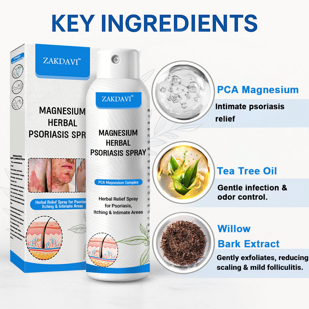 ✅Official Store:  Zakdavi™ Magnesium Herbal Psoriasis Spray – FDA Certified Relief for Psoriasis, Eczema & Skin Tags