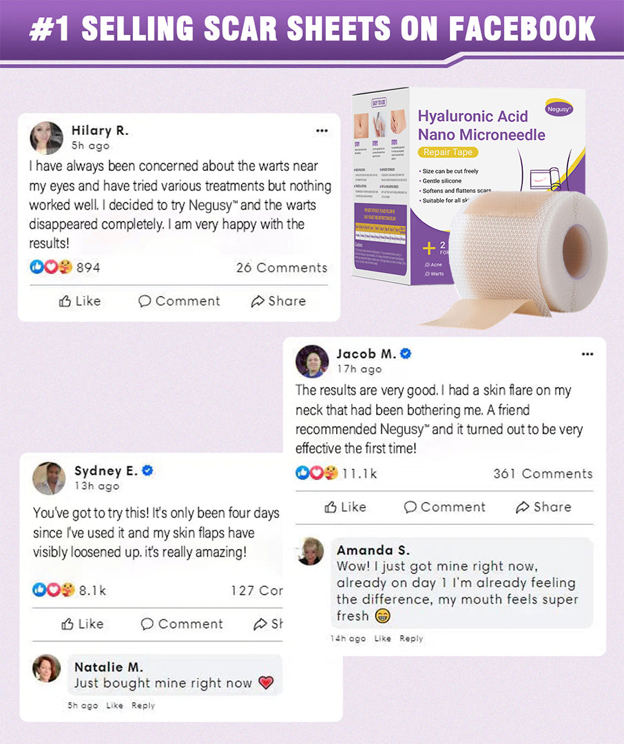 ✅Official Store |Negusy Hyaluronic Acid Nano Microneedle Repair Tape🗽🏥(Treatment of old and new scars, reduction of surgical scars, stretch marks, keloids, acne, burns, warts, dermatomes and varicose veins)
