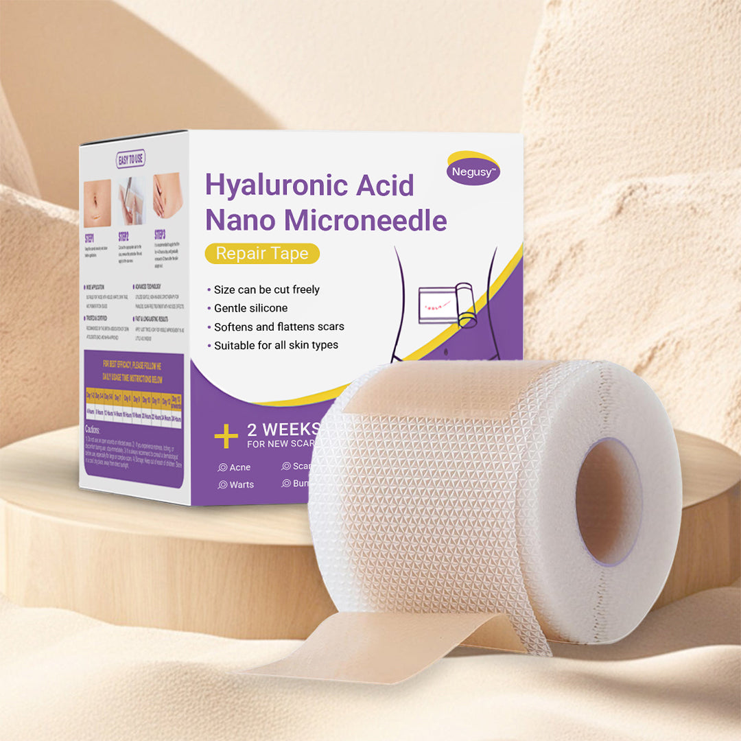 ✅Official Store |Negusy Hyaluronic Acid Nano Microneedle Repair Tape🗽🏥(Treatment of old and new scars, reduction of surgical scars, stretch marks, keloids, acne, burns, warts, dermatomes and varicose veins)