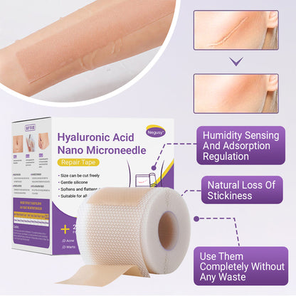 ✅Official Store |Negusy Hyaluronic Acid Nano Microneedle Repair Tape🗽🏥(Treatment of old and new scars, reduction of surgical scars, stretch marks, keloids, acne, burns, warts, dermatomes and varicose veins)