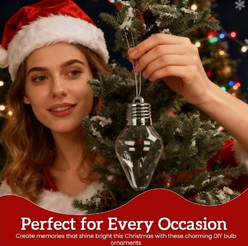 🎄 Fillable Christmas Bulb Jar - Festive & DIY Ornament & Decor✨