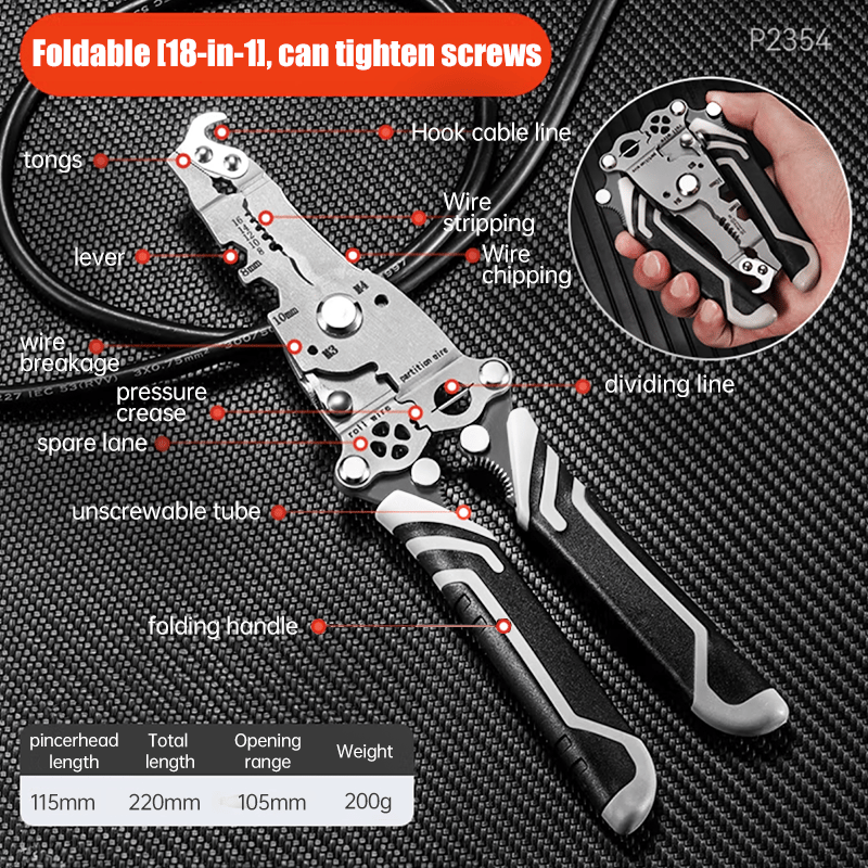 🔥Final 3 Hours: 50% OFF - 2025 New Upgrade💥Multifunctional Folding Wire Stripper-Professional Electrician Tool