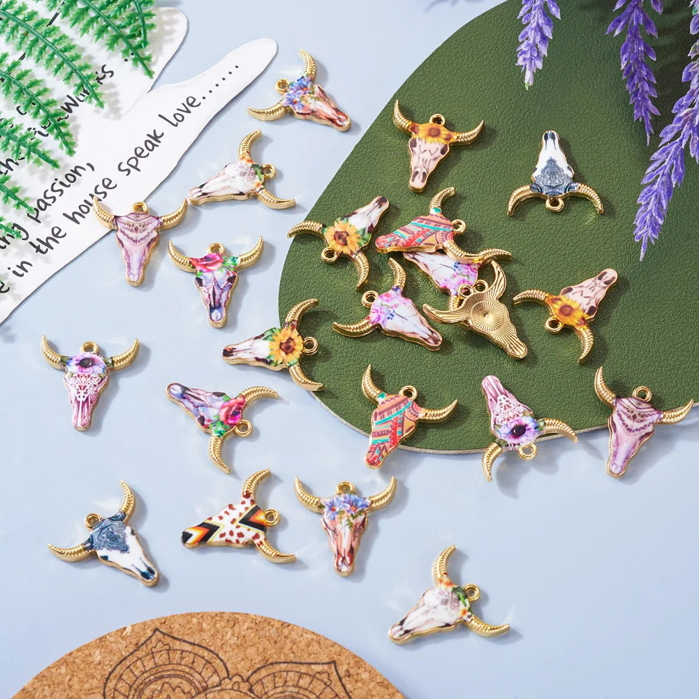 22Pcs Metal Cow Head Charms