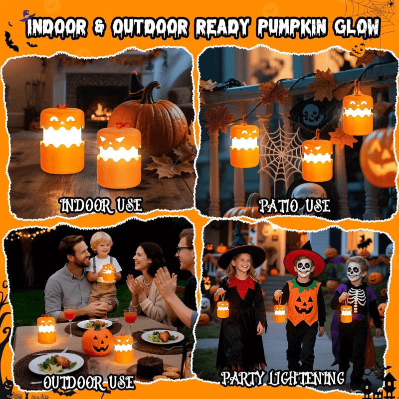 🎃 JEREMYTIS™ Spooky Glow Pumpkin Lantern – Collapsible, Rechargeable Jack-O’-Lantern for Halloween Fun! 🔋🌙