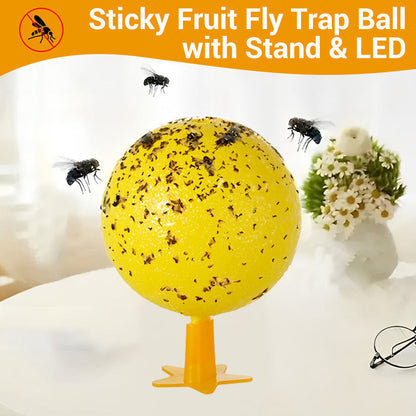 ✨2025 Hot Sale⌛🔥Sticky Fruit Fly Trap Ball with Stand & LED